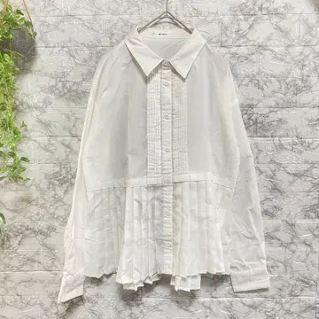 ap retro 여성용 FREE 사이즈 화이트 플리츠 셔츠 긴팔