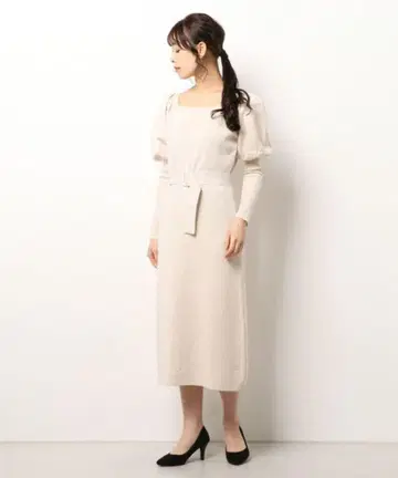 FREE'S MART 볼륨 슬리브 롱 니트 원피스