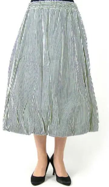BEAMS BOY 스트라이프 히코리 벌룬 스커트 롱 스커트