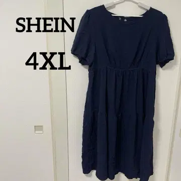 SHEIN [ 4XL ] 네이비 티셔츠 원피스 봄/여름 루즈한 사이즈