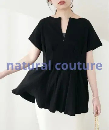 내추럴 꾸뛰르 [ mamamo ] 골지 리브 ZIP 오픈 TOPS 블랙
