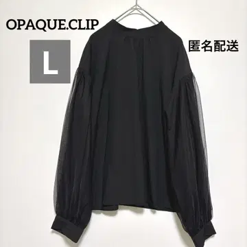 오페크닷클립 튤 슬리브 블라우스 블랙 L 사이즈