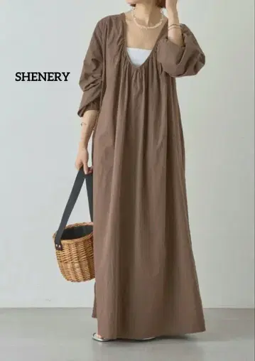 SHENERY 시너리 백산 볼륨 개더 원피스