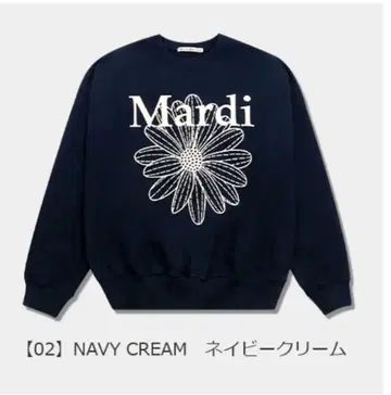 Mardi 플라워 프린트 트레이닝복 맨투맨 네이비