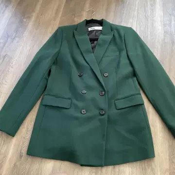 ZARA 그린 더블 브레스트 테일러드 자켓 M