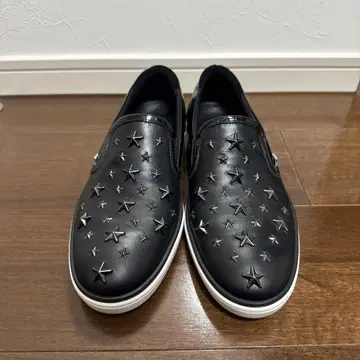 새상품급 JIMMY CHOO 스타 스터드 슬립온 41 블랙 가죽