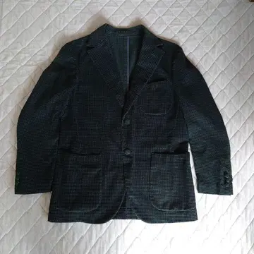 EVISU 다크 그린 체크 무늬 테일러드 자켓