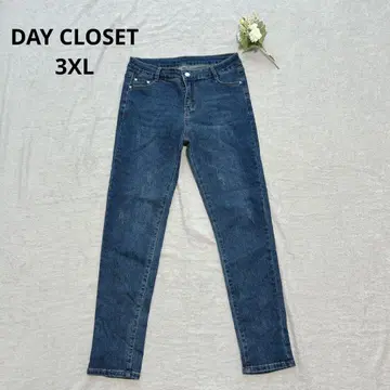 데이 클로젯 [ 3XL ] 극강 스트레치 스키니 데님 블루 데미지 가공