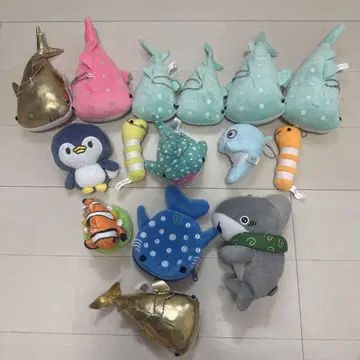 바다 생물 봉제 인형 세트 진베이 상어