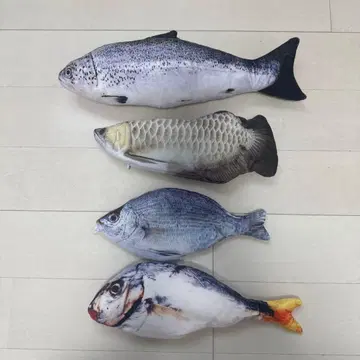리얼 물고기 봉제 인형 파우치 4마리 세트