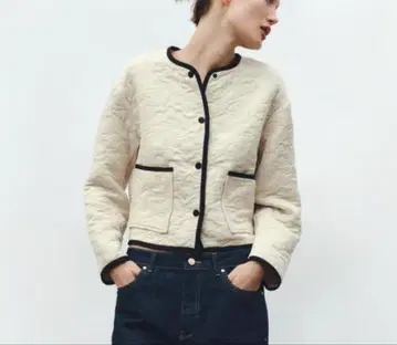 아이보리 퀼팅 자켓