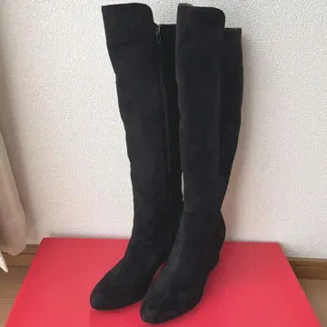 롱 부츠 L 사이즈 스웨이드 블랙