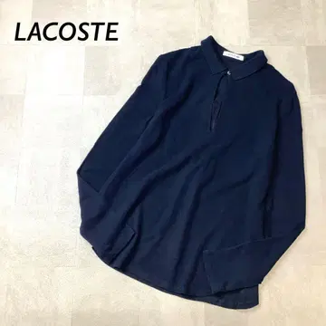 LACOSTE 카라 부착 디자인 니트 긴팔 네이비