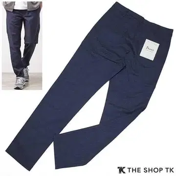 새상품 L THE SHOP TK 헤링본 스트레치 테이퍼드 팬츠 네이비