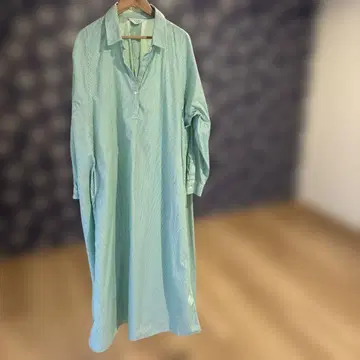 SLOBE 그린 컬러 셔츠 원피스 긴팔