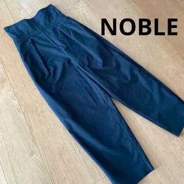 노블 NOBLE 네이 블랙 하이웨스트 지퍼 달린 팬츠 36 일본제