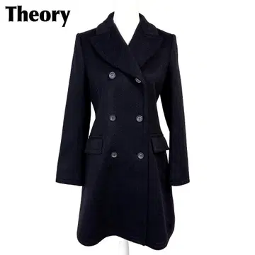 택 포함 새상품 Theory 캐시미어 롱 코트 더블 S 블랙 무지