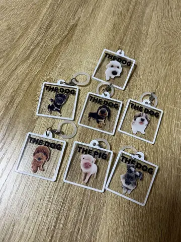 개와 돼지 캐릭터 키링 7개 세트