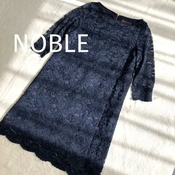 NOBLE 전체 레이스 원피스 네이비 36 일본제 결혼식 2차 모임