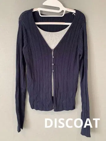 미사용 새상품 DISCOAT 리브 레이어드 스타일 풀오버