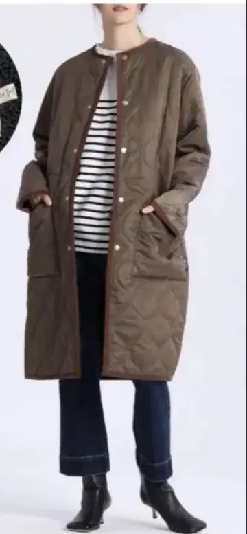 새상품급 트래디셔널 웨더웨어 롱 퀼팅 코트 브라운