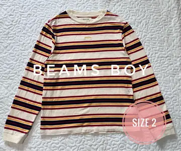 BEAMSBOY 엠블럼 보더 롱 슬리브 T