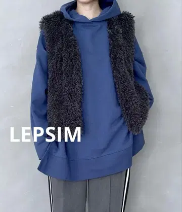 LEPSIM 퍼 베스트 183983 차콜 그레이