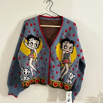베티짱 BettyBoop 니트 가디건 XL 사이즈 구제 의류 스웨터