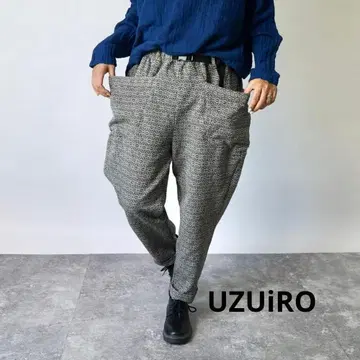 UZUiRO 린넨 패턴 캠핑 워크 팬츠 / 카키 / 자가직조