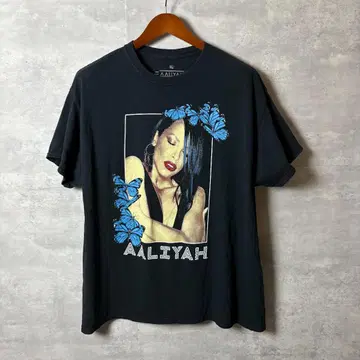 Aaliyah 티셔츠 버터플라이 포토 프린트 XL 블랙