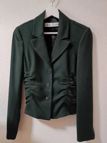 ZARA 다크 그린 테일러드 자켓 XXS