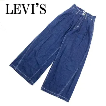 LA8126 리바이스 레드 데님 청바지 배기 와이드 면 네이비 26