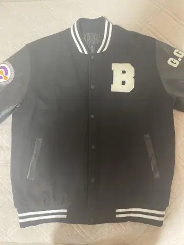 바시티 자켓 가죽 자켓 블랙 블랙