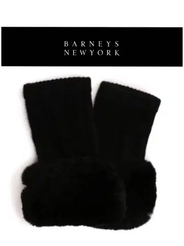 BARNEYS NEW YORK 캐시미어 x 퍼 핑거리스 니트 그로브 블랙