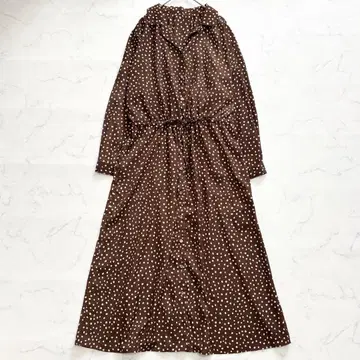 어반 리서치 원피스 도트 무늬 오픈 카라 맥시 길이 허리 마크