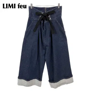 [ 새상품급 ] LIMI feu 데님 와이드 팬츠 허리 리본 S 인디고