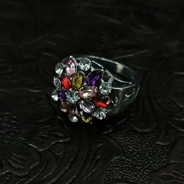 빈티지 실버 플라워 지르코니아 반지 17호