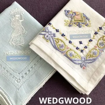 WEDGWOOD 웨지우드 자수 손수건 코끼리 귀부인 2장 세트