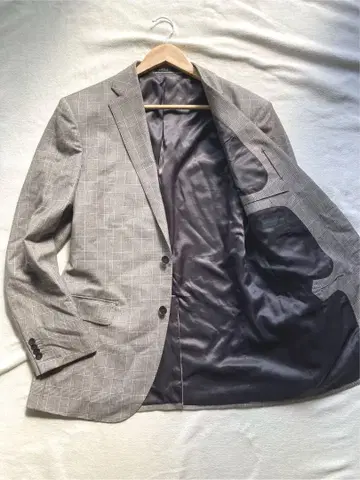 HILTON 이태리 원단 글렌체크 패턴 자켓 캐시미어 혼방 AB7 그레이