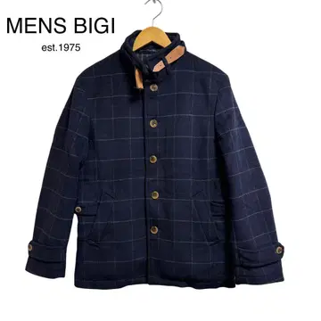 새상품급 MENS BIGI 네이비 체크 자켓 코트