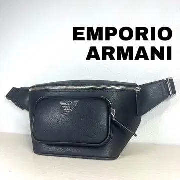 [컨디션 최상] EMPORIO ARMANI 바디백 블랙 가죽 이글 로고