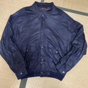 유로 빈티지 가죽 플라이트 자켓 숏기장 블루종