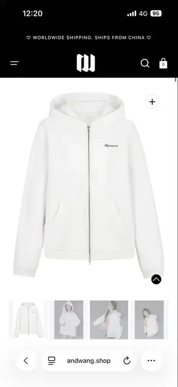 andwang Kirakira zip up white