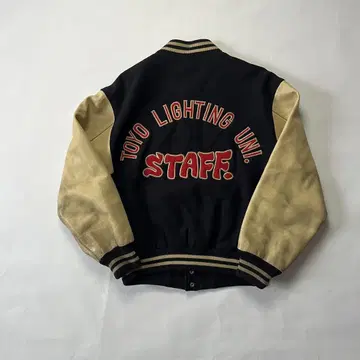 VAN 바시티 자켓 가죽 소매 네이비 L 투톤 스태프