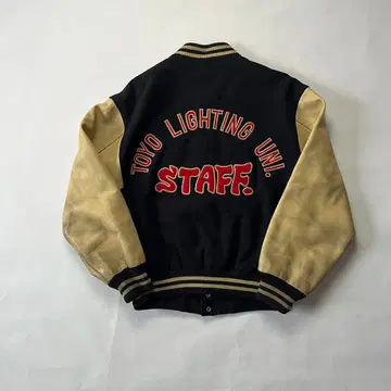 VAN 바시티 자켓 가죽 소매 네이비 L 투톤 스태프