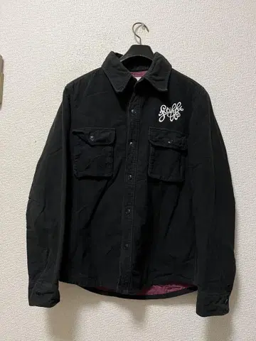 스티프 안감 충전솜 퀼팅 몰스킨 셔츠 /M 블랙 로고 자수