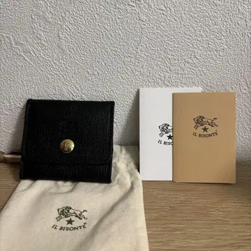 IL BISONTE 블랙 가죽 코인 케이스