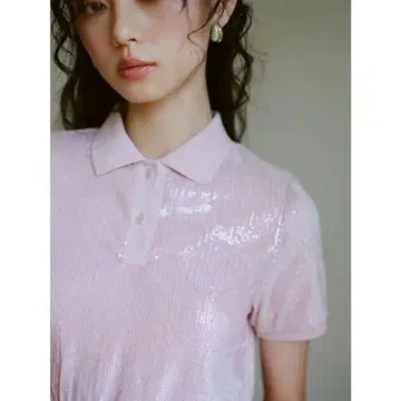 릴리 브라운 스팽글 벨로아 피케 셔츠