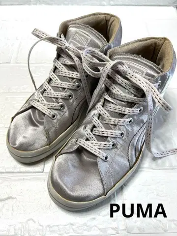 PUMA 실버 하이컷 스니커즈 23.5 여성용 새상품급