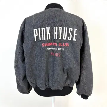 [ 새상품급 ] PINK HOUSE 데님 블루종 자켓 다크 그레이 로고